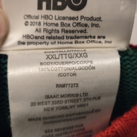 Ugly Christmas Sweater Mens XXL Green Game of Thrones HBO Ho Ho Hodor Pullover - Picture 5 of 10